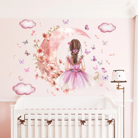 Décoration Murale - PrincesseSticker™ - Lune Rose - Bébélinours